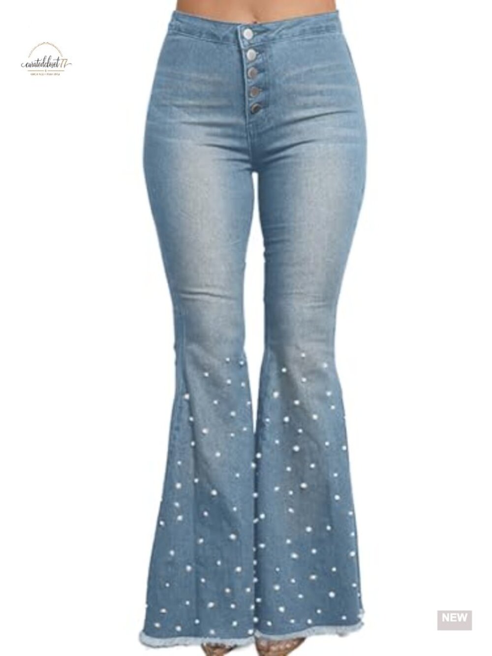 High Waisted Bell Bottom Flare Jeans Stretch Denim Wide Leg Pants